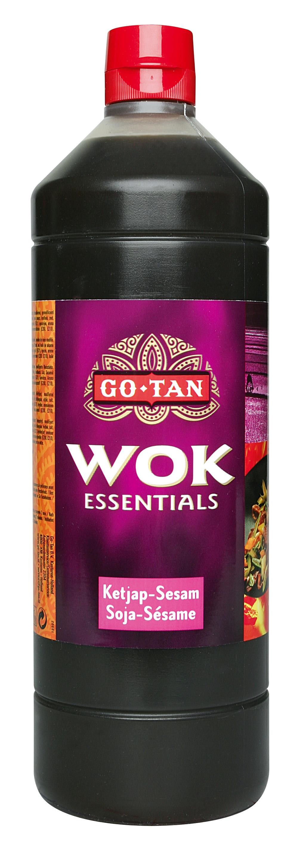 Wok essentials saus ketjap/soja sesam 1L Go Tan