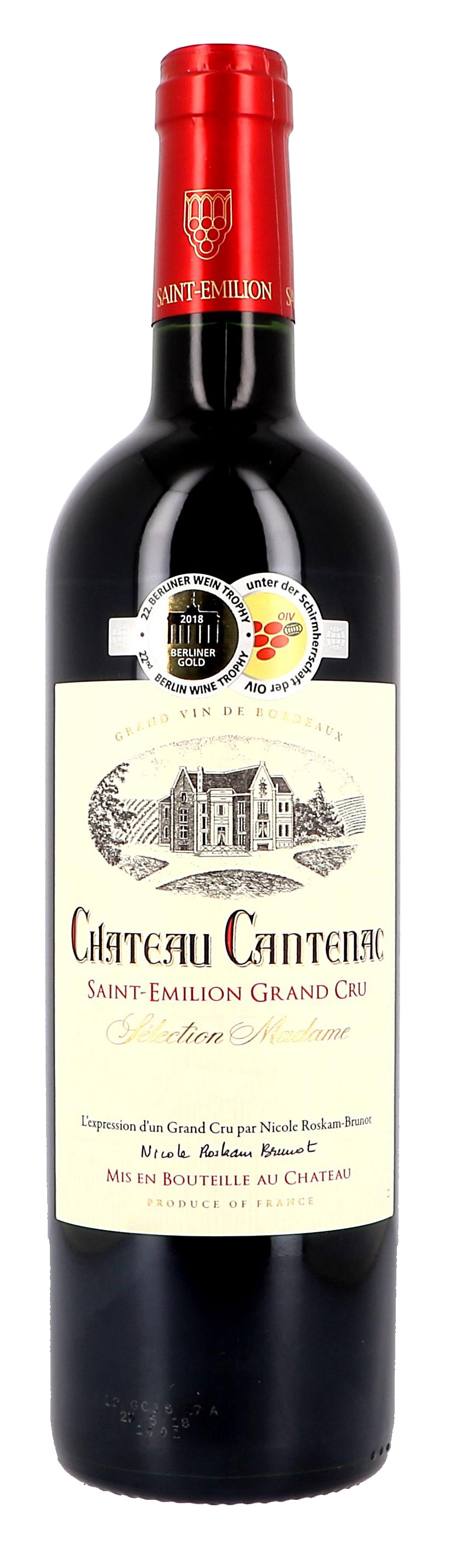 Chateau Cantenac "Selection Madame" 75cl 2016 Saint Emilion Grand Cru (Wijnen)