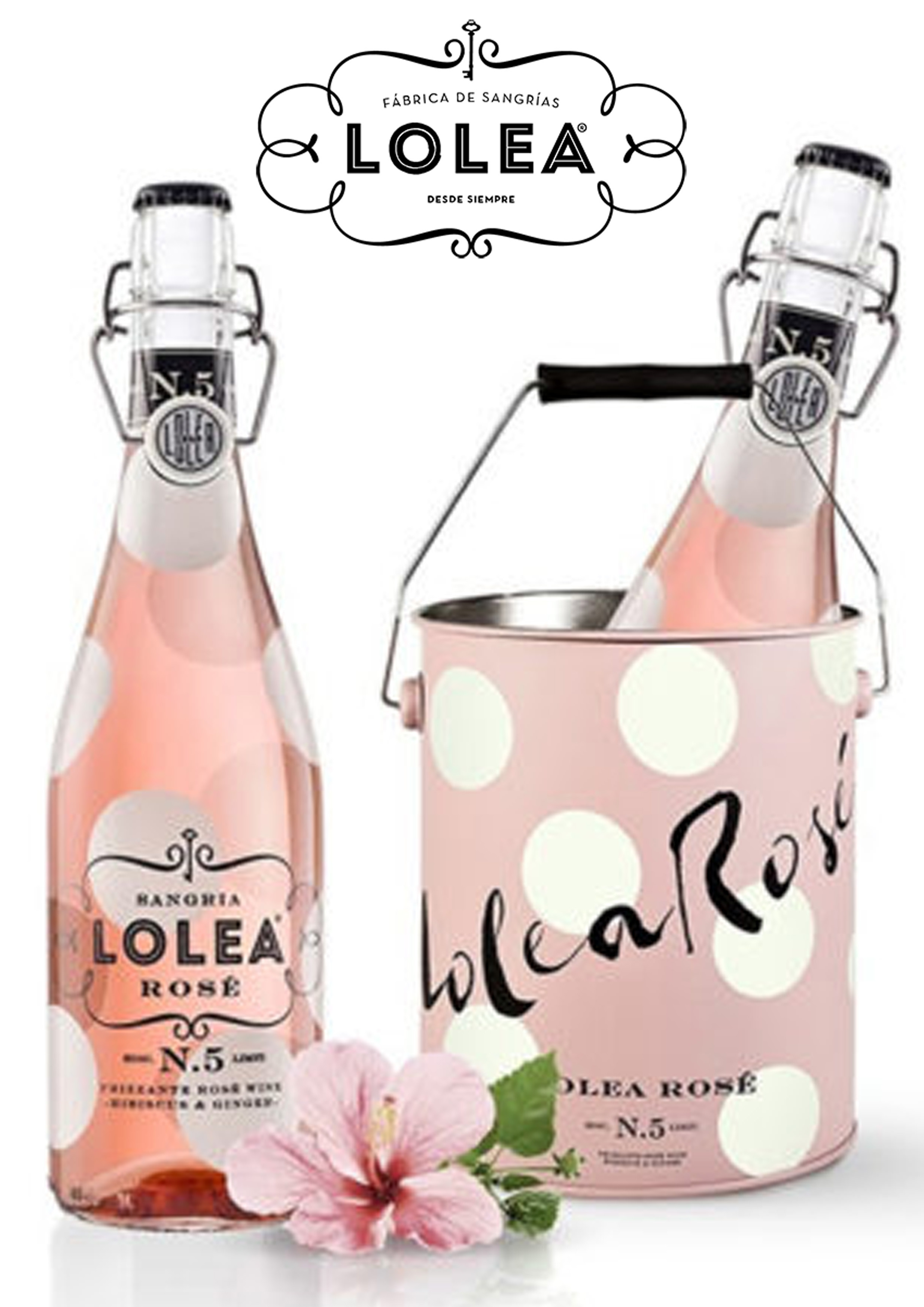 Sangria Lolea N°5 rose 2x75cl fles + ijsemmer in geschenkverpakking
