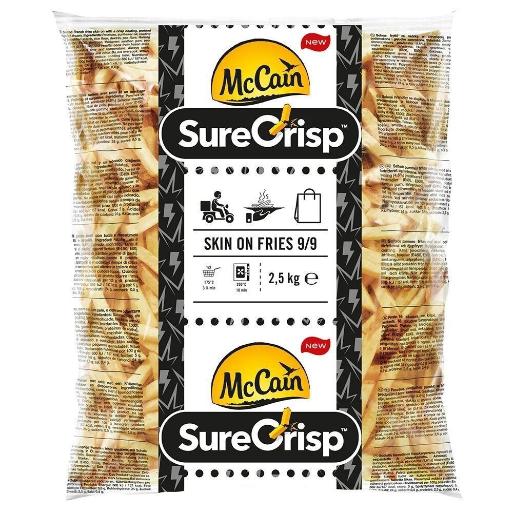 Mc Cain Surecrisp Friies 9mm Skin On 2.5kg Foodservice Frozen