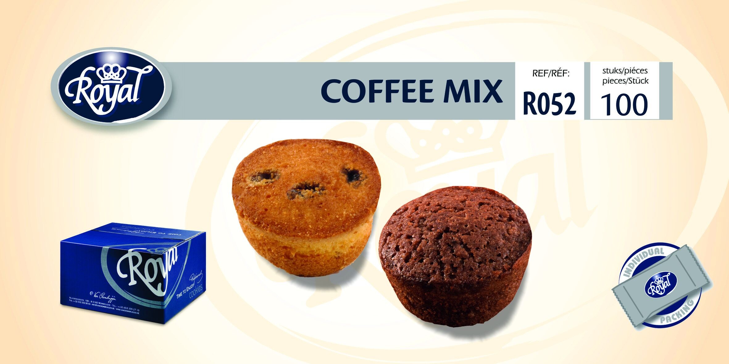 Royal Biscuits Coffemix Cakes 100 stuks koffiekoekjes individueel verpakt