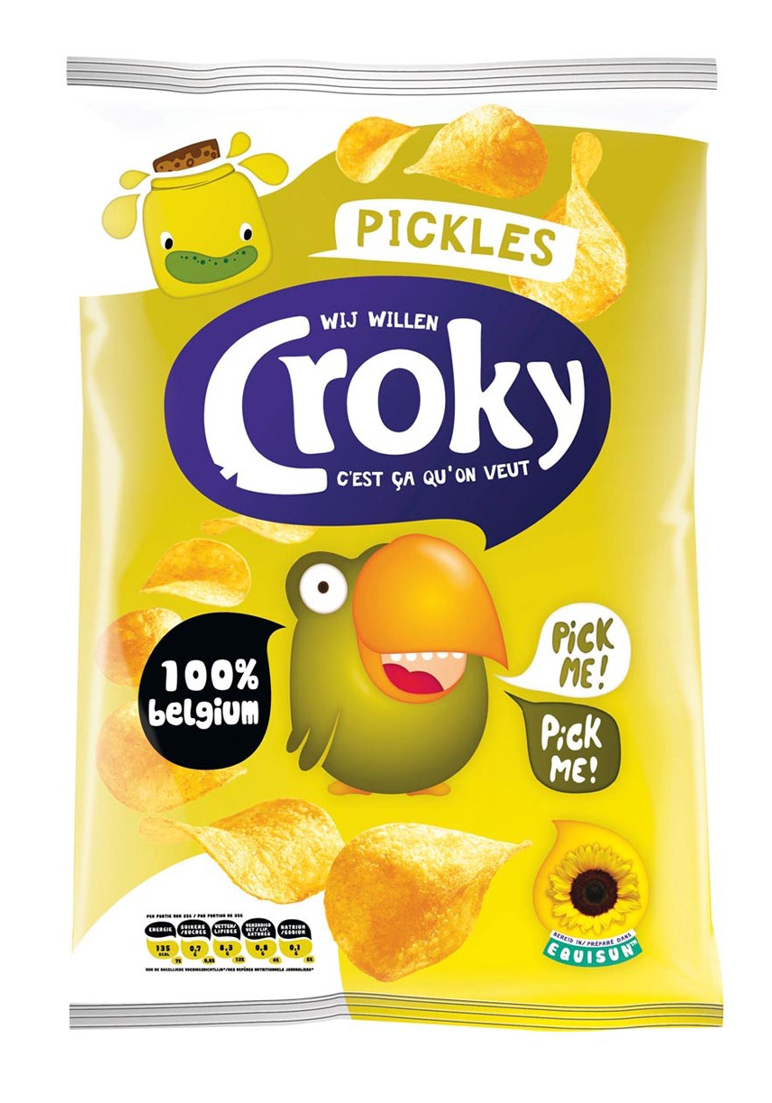 Croky Chips regular Pickles 20x45gr (Koek - snoep - chips - nootjes)