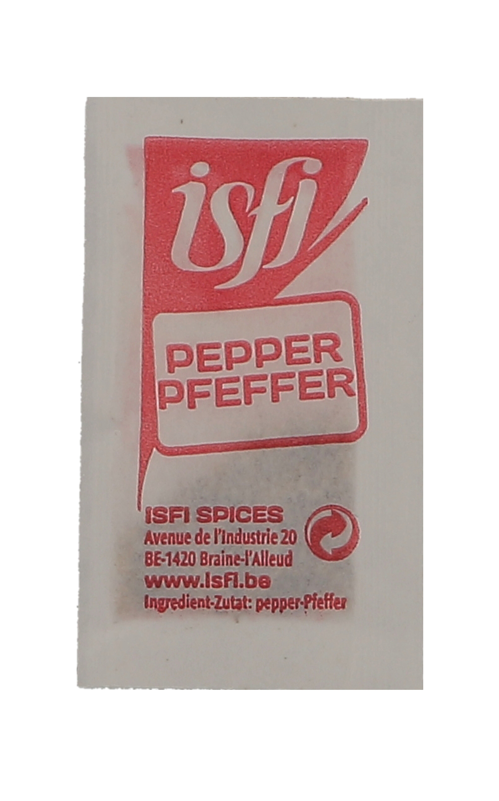 Peper wit gemalen 1000st individuele porties 0.14gr/zakje (Isfi & Verstegen,Zout & Peper)