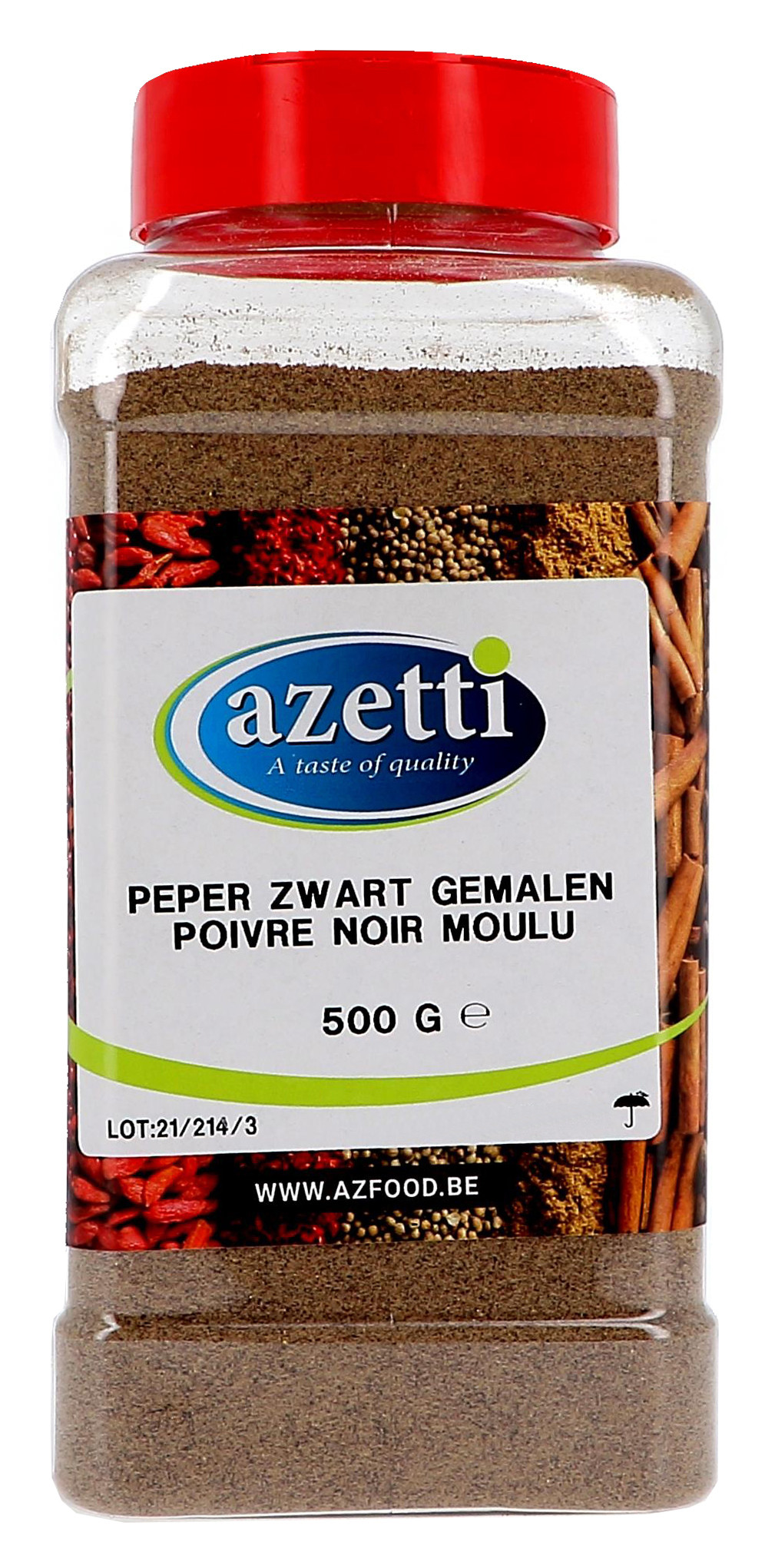 Zwarte Peper Gemalen 500gr 1LP Azetti