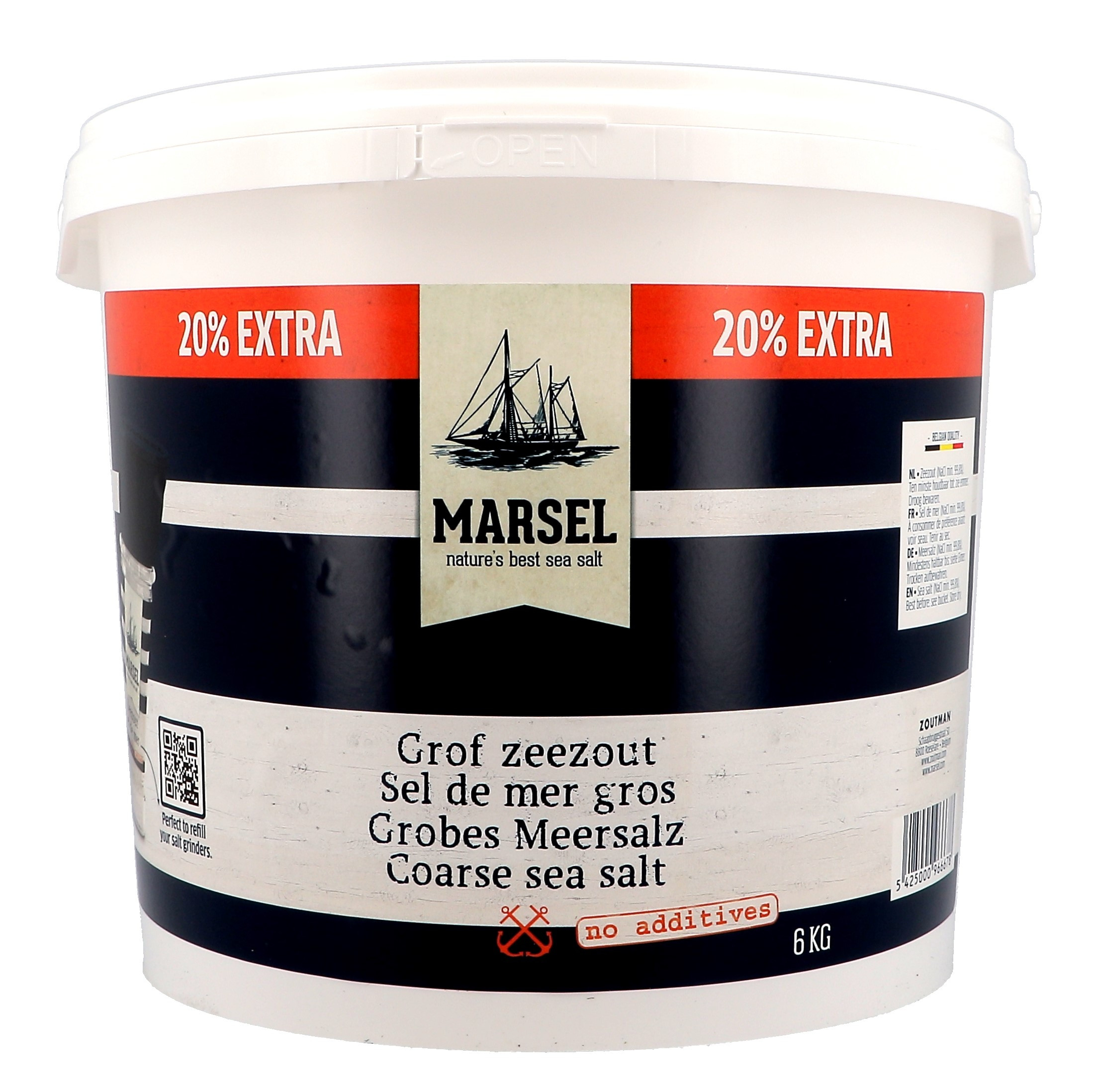 Marsel Grof Zeezout 6kg emmer (Zout & Peper)