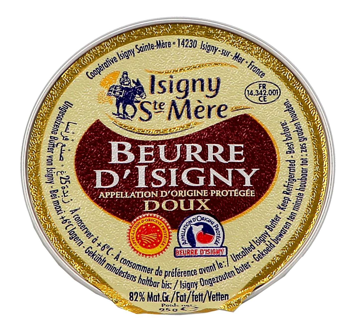 Porties boter Beurre D'Isigny ongezouten 48x25gr alu cup