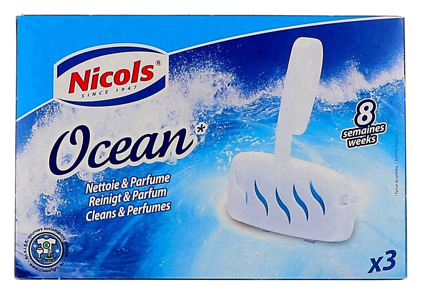 Nicols Ocean 3x40gr WC hanger blokjes blauw 