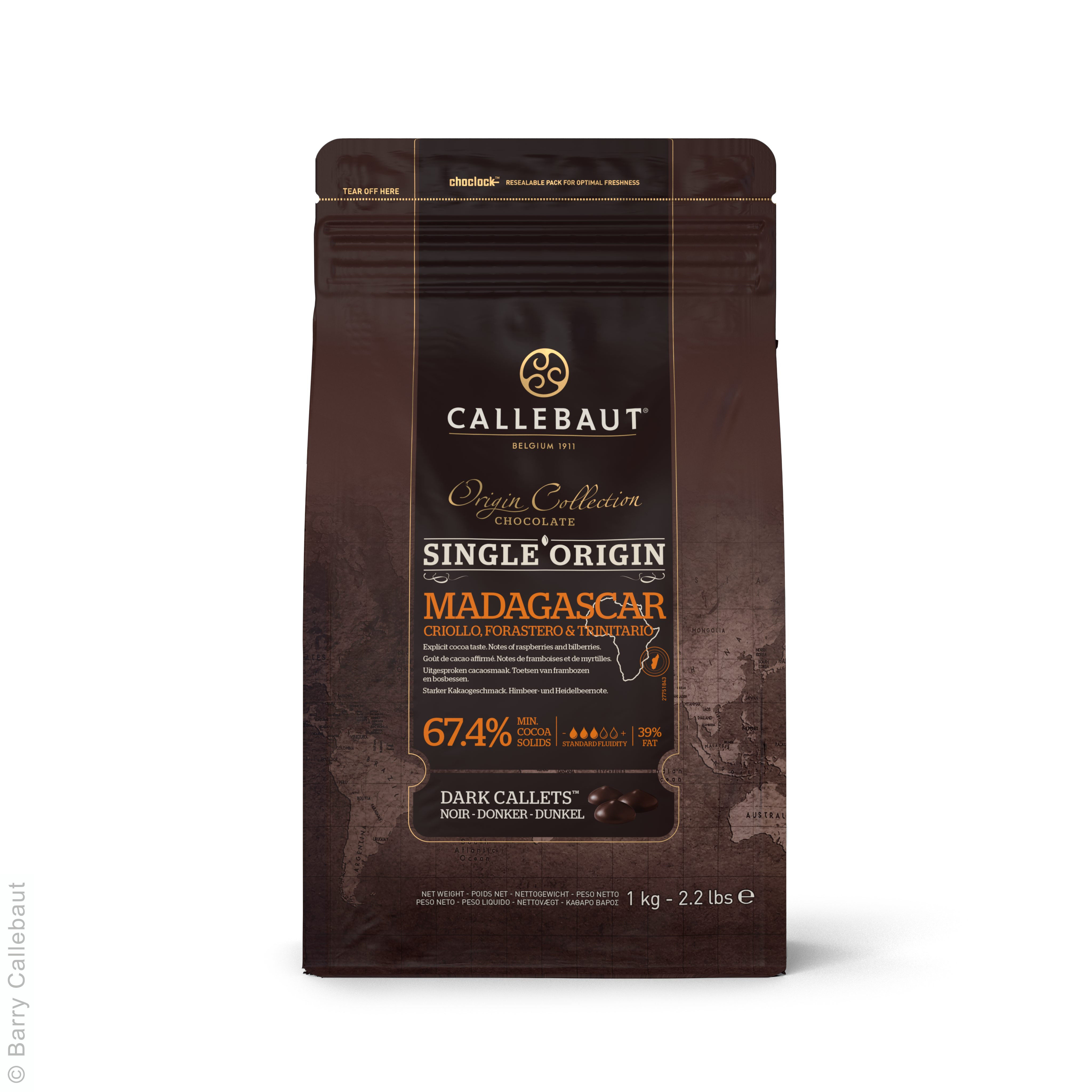 Barry Callebaut origine Madagascar donker fondant chocolade Pastilles 2,5kg callets (Default)