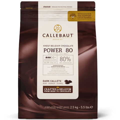 Callebaut chocolade Pastilles donker Powerfull 80-20 fondant 2,5kg callets