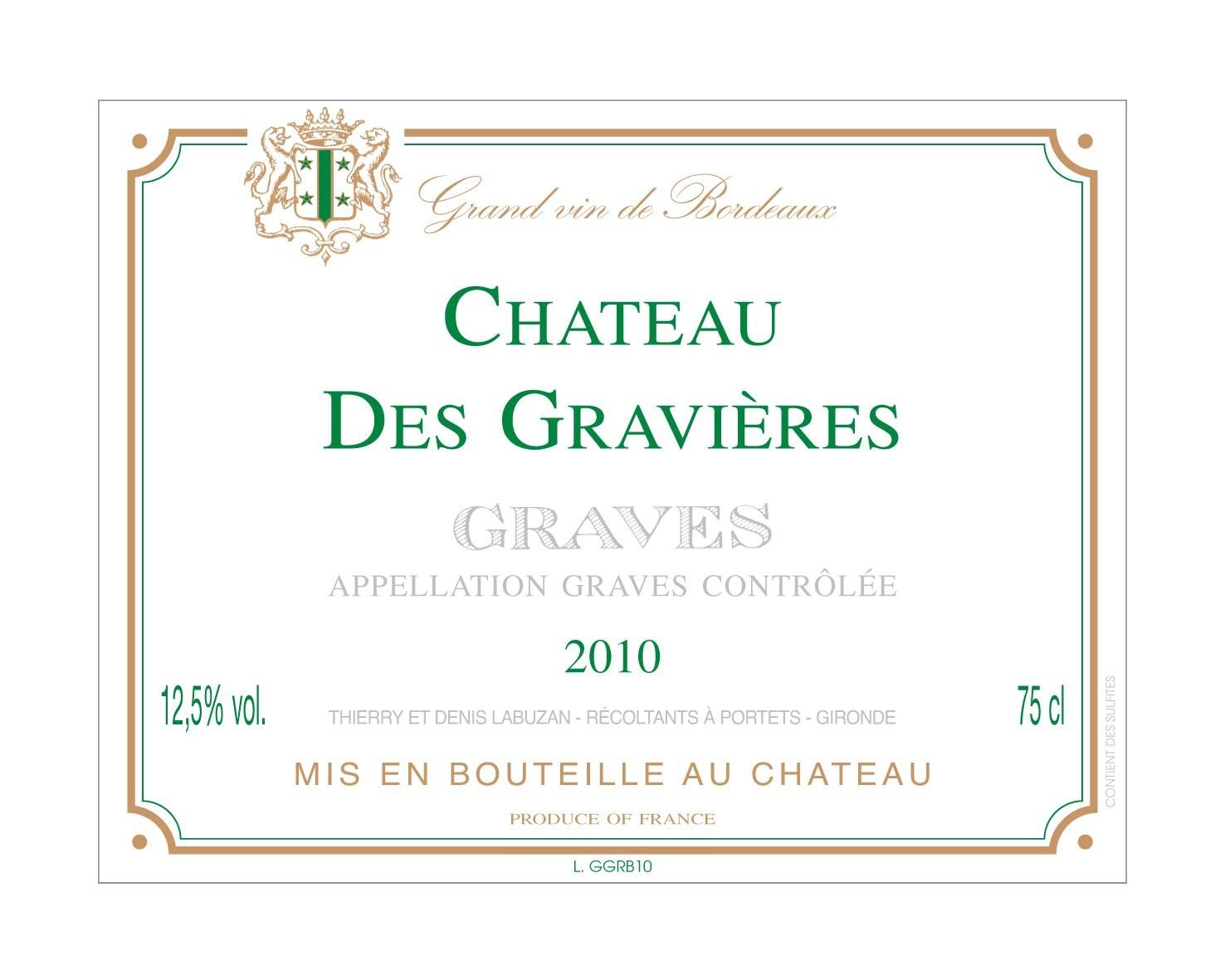 Chateau des Gravières wit 75cl 2013 Graves