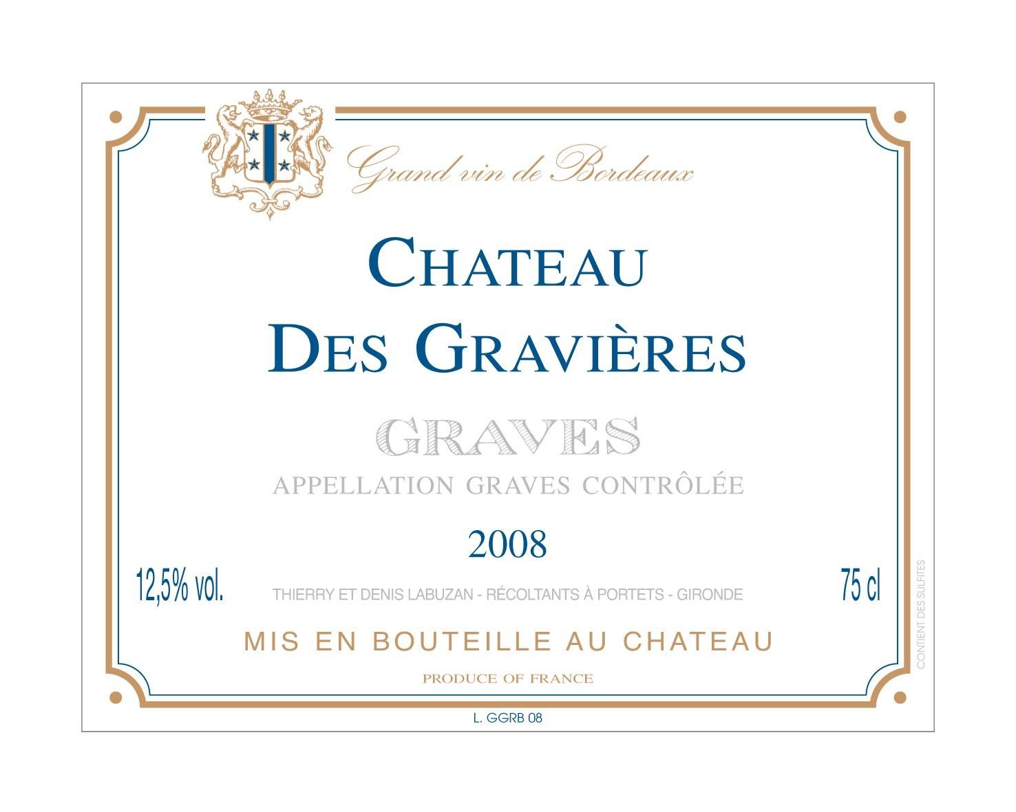 Chateau des Gravières rood Prestige 75cl 2012 Graves