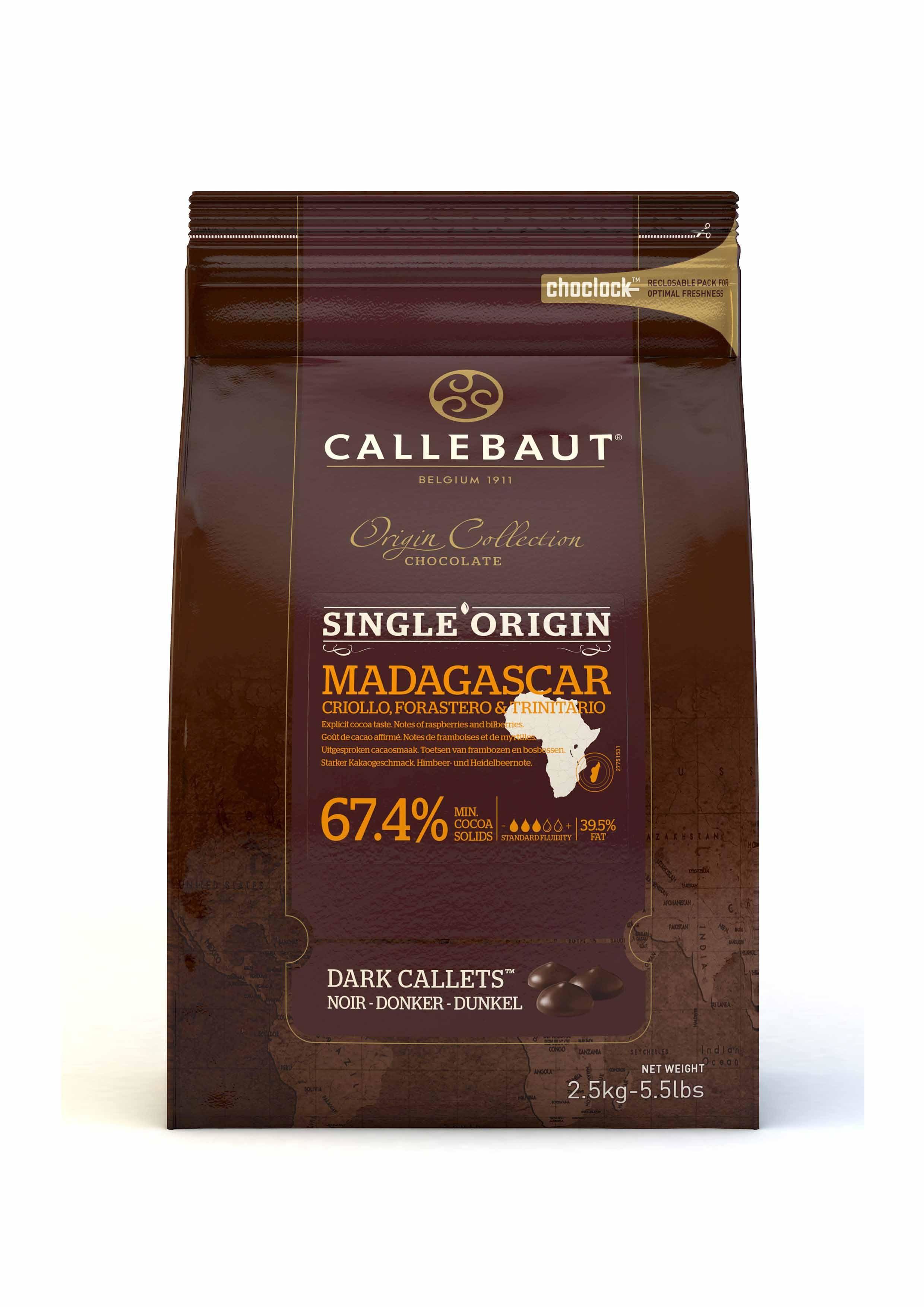 Barry Callebaut origine Madagascar donker fondant chocolade Pastilles 2,5kg callets (Default)