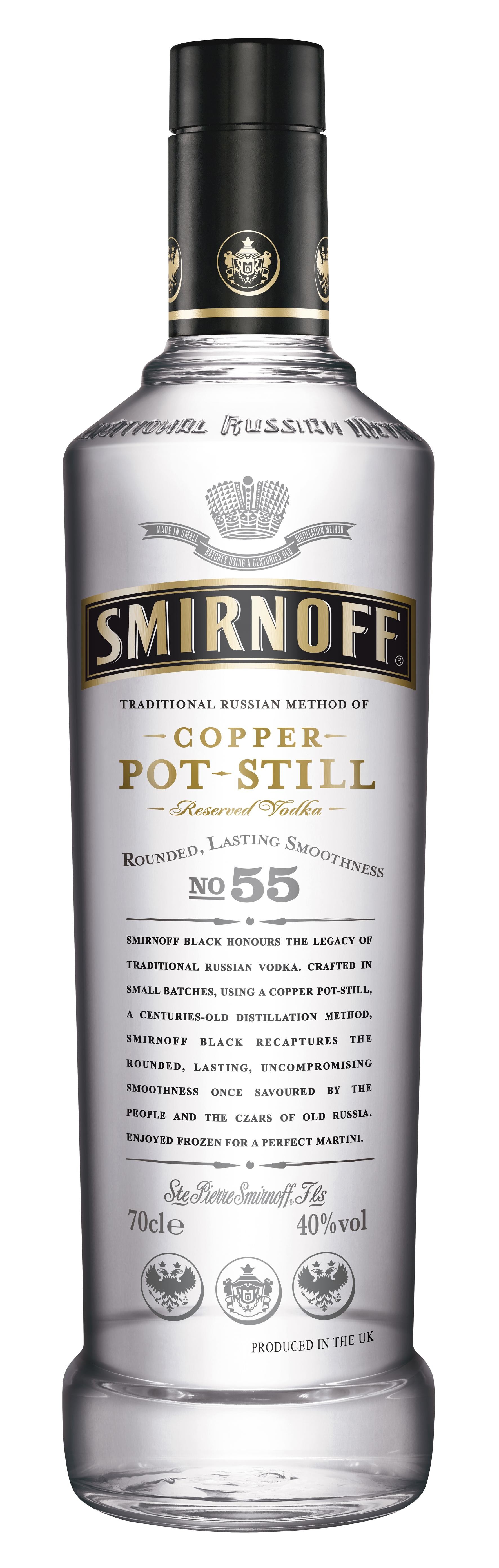 Vodka Smirnoff Black Nº55 1L 40% Copper Pot Still