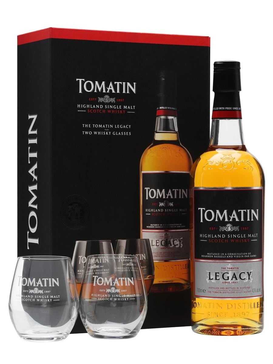 Tomatin Malt Whisky Legacy 1x70cl 43% + 2 glazen