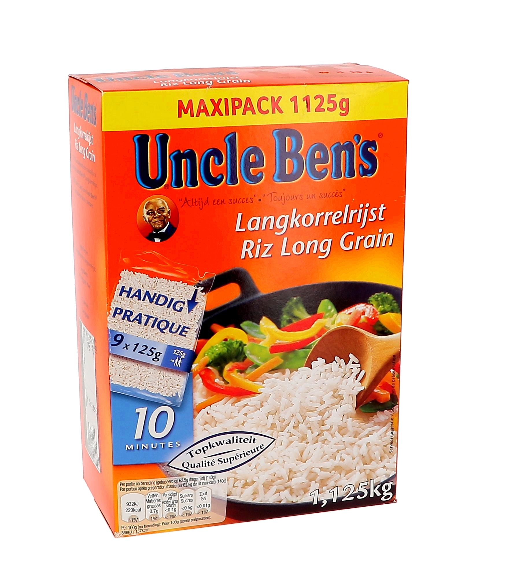 Witte langkorrel rijst kookbuiltjes 10min 1.125kg Uncle Ben's