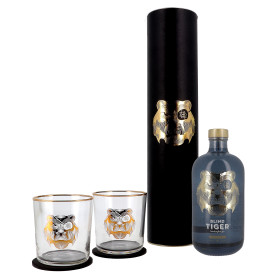 Gin Blind Tiger Piper Cubeba 50cl 47% + 2 Glazen in Koker Geschenkverpakking