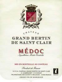 Les Vins De Château Grand Bertin De Saint Clair AOC Médoc