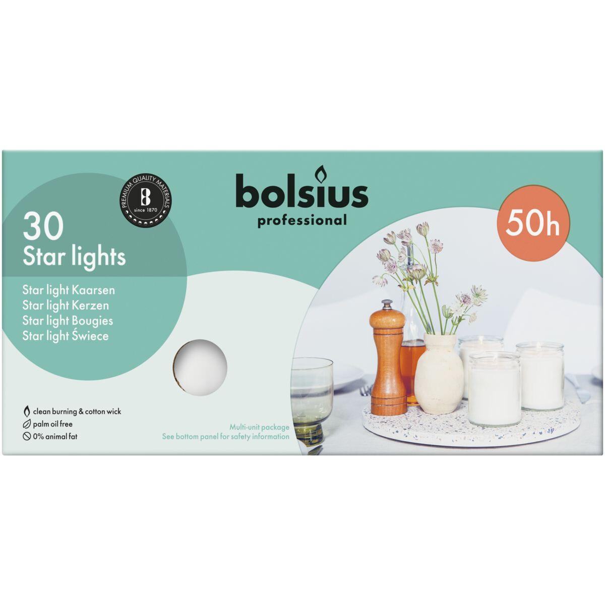 Bolsius Professional Bougies Star Light Transparant 30pc