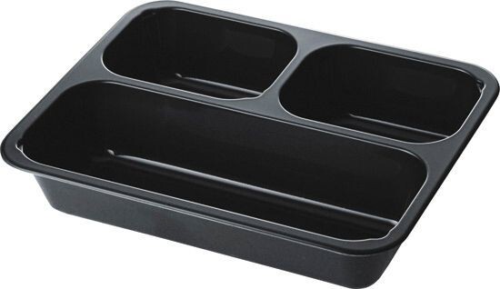 Barquette Repas Alimentaire Duni CPET 3compartiments 225x175x43 noir 300pc 147599