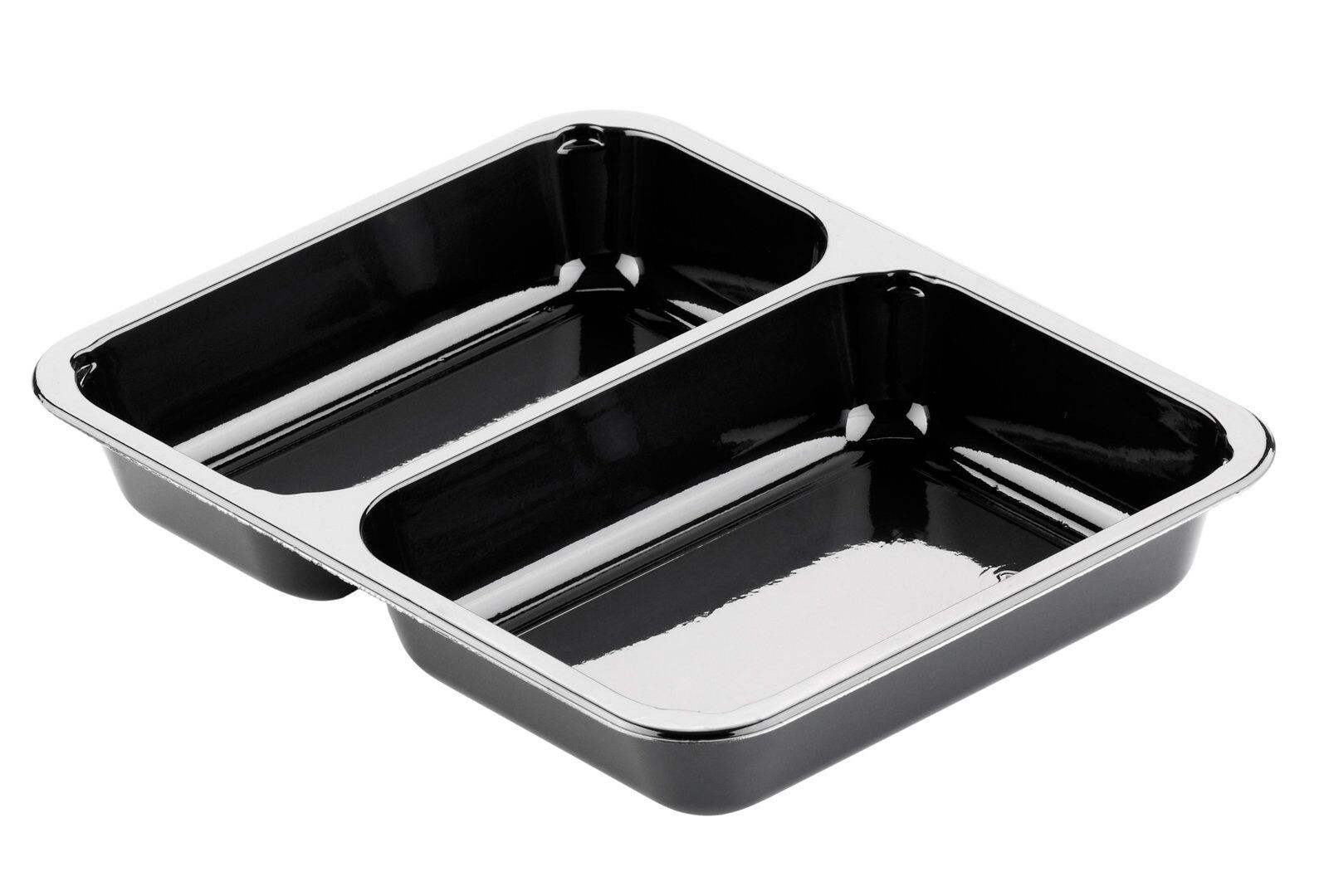 Barquette Repas Alimentaire Duni CPET 2compartiments 225x175x35 noir 515/370ml 250pc 151305