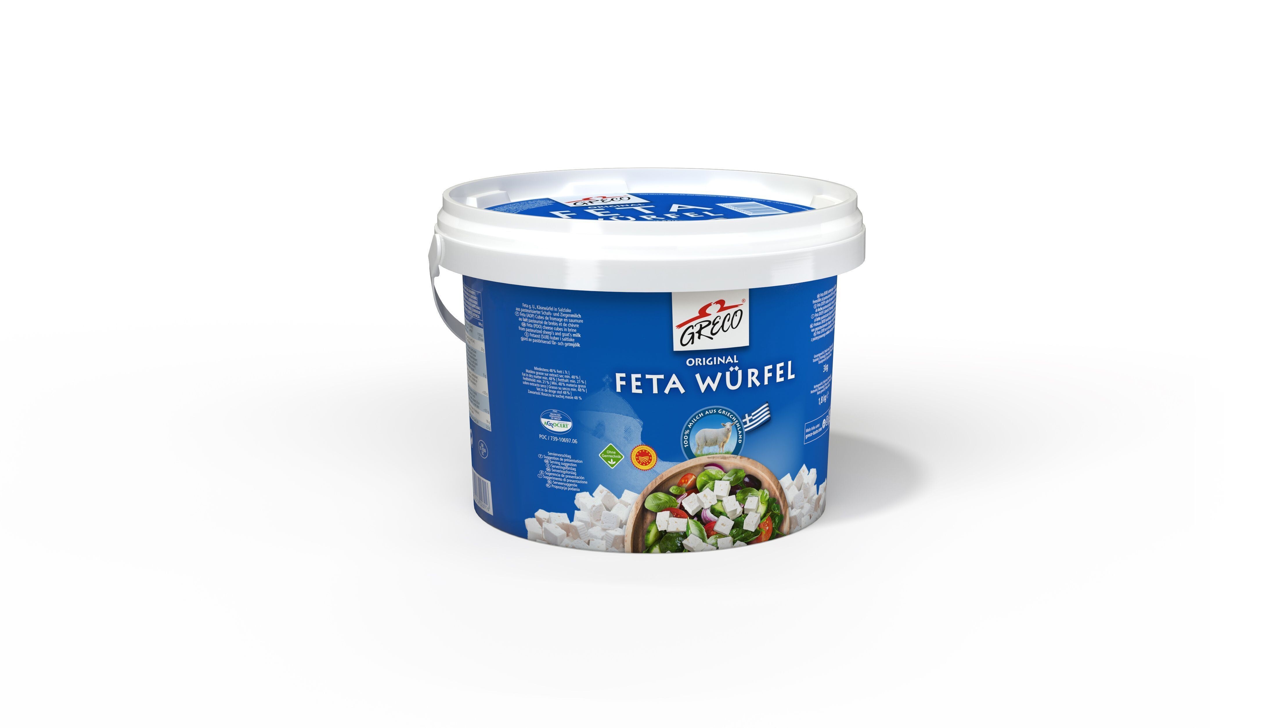 Cubes de fromage Feta 1.8kg Greco