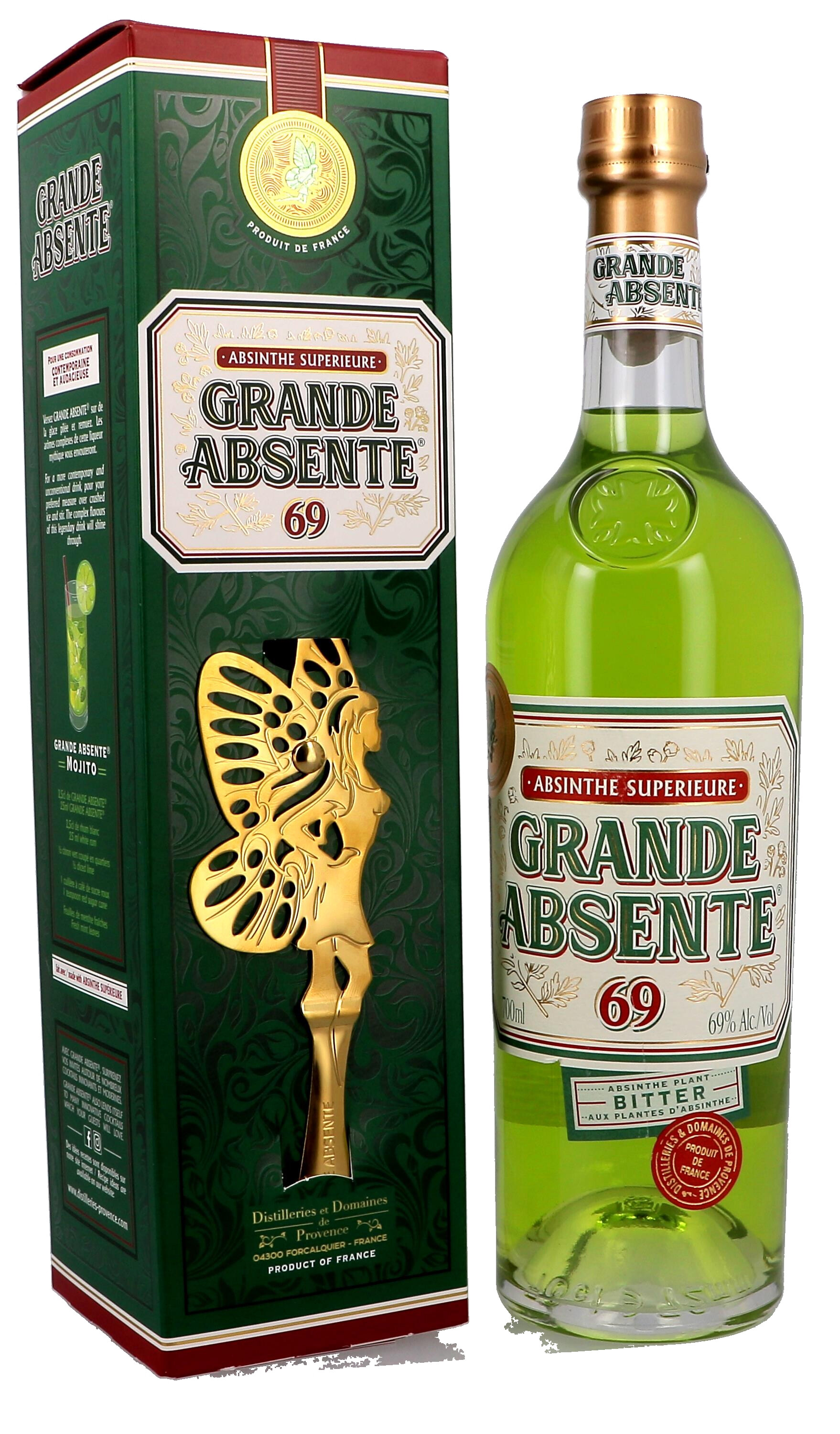 Grande Absente + Cuillère - Distilleries & Domaine de Provence 70cl 69% liqueur aux plantes d'absinthe