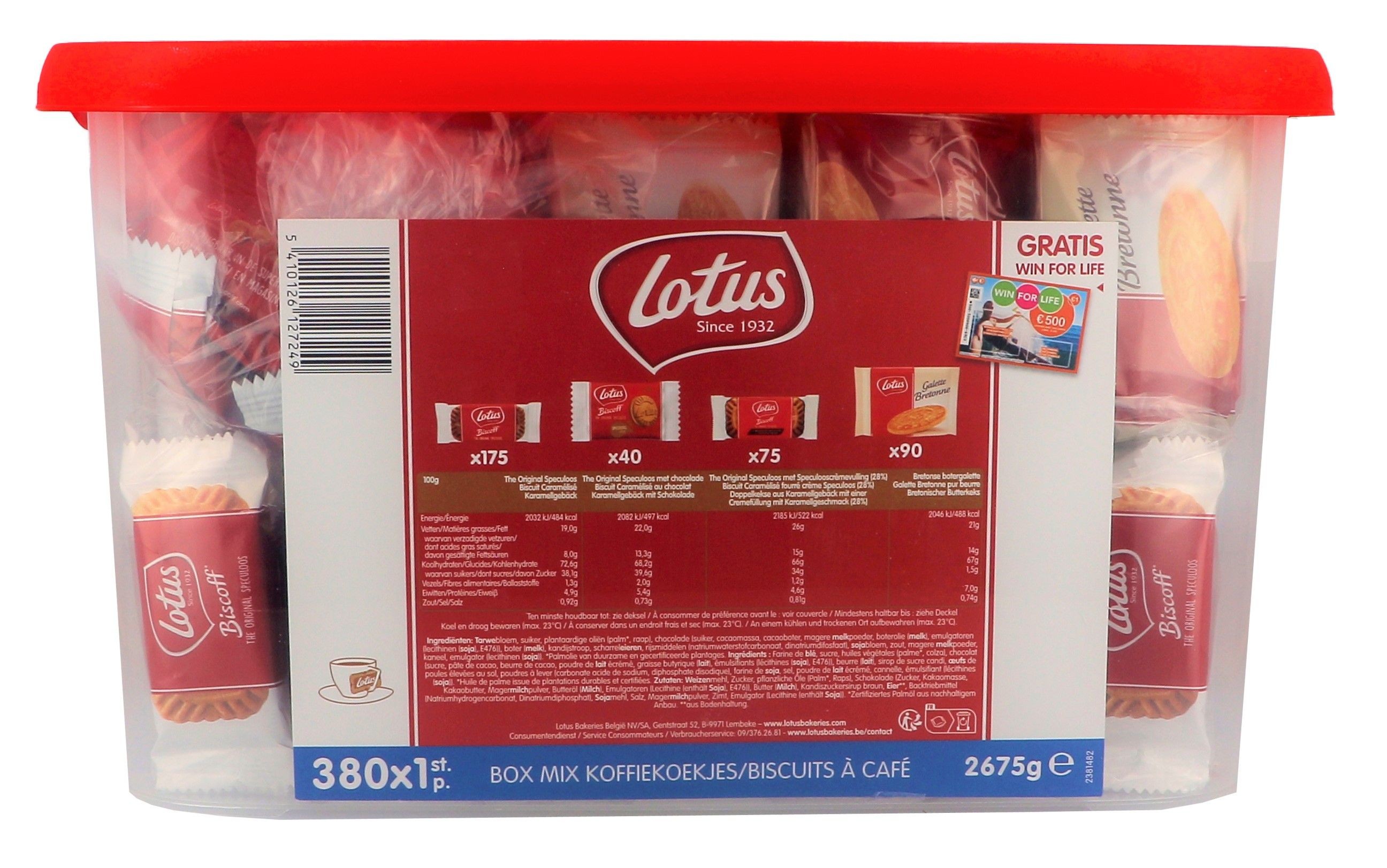 Lotus Bakeries Biscuits à Café Horeca Box 380pc emballage individuellement + Win For Life
