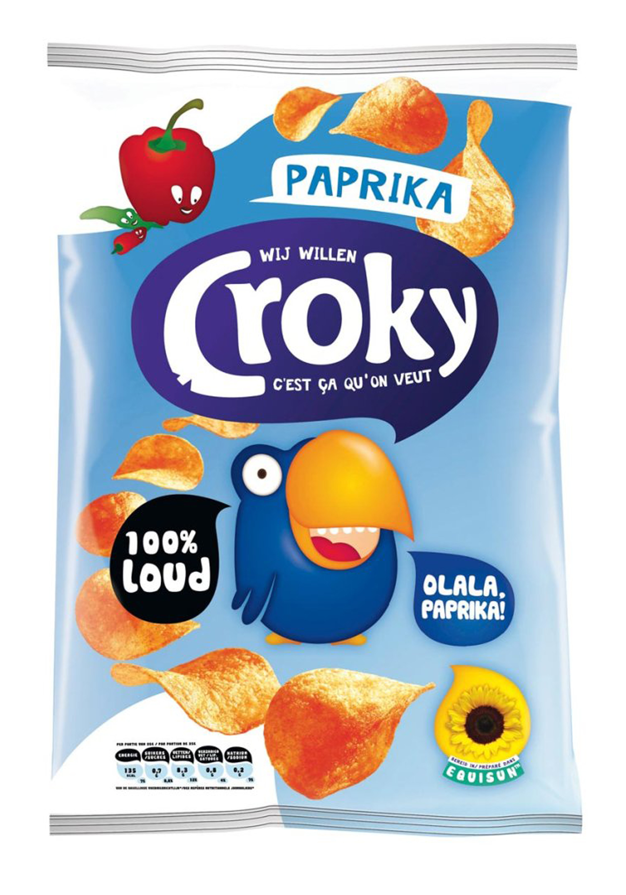 Croky Chips regular Paprika 20x45gr (Koek - snoep - chips - nootjes)