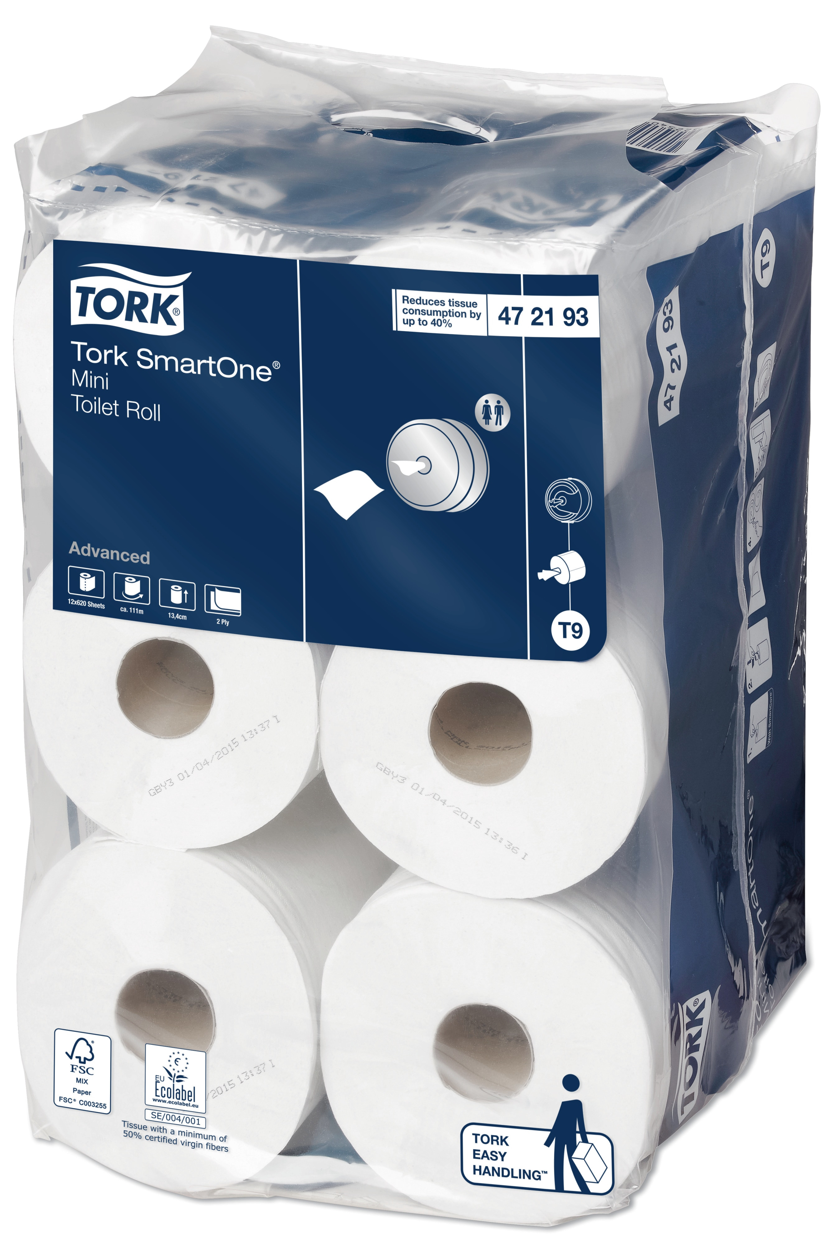 Tork Mini Rouleau Papier Toilette SmartOne 2pl 12pc Professional 472193