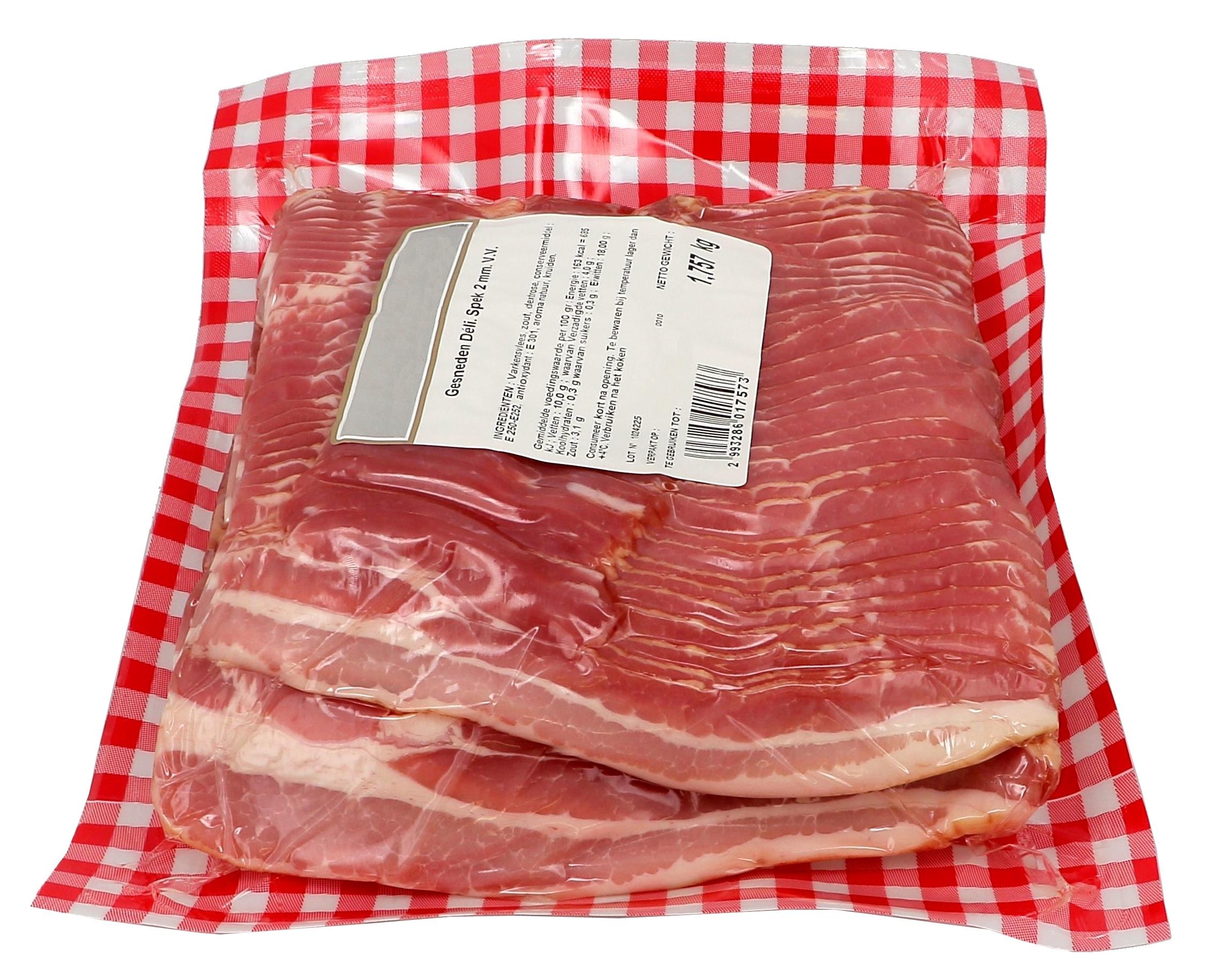Poitrine de porc fuméé tranchée sans couene 1.5kg