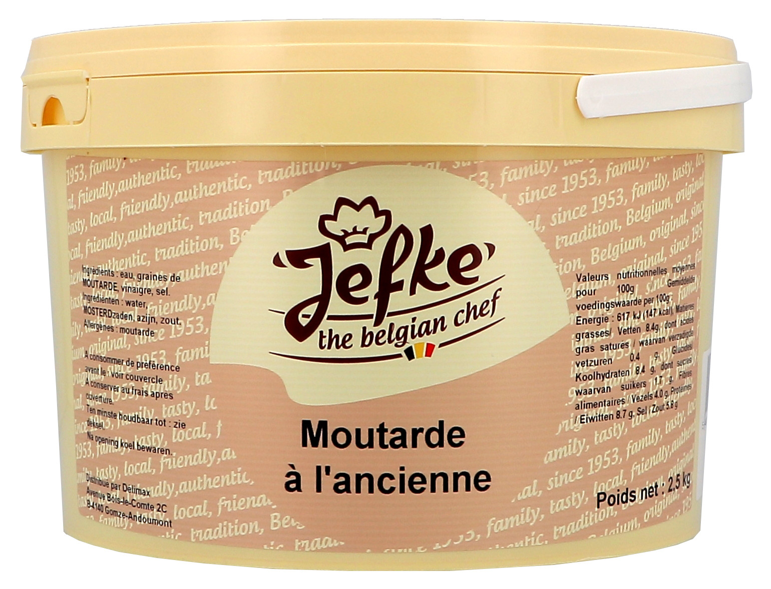 Jefke Moutarde a l'ancienne avec grains 2.5kg seau - sauce