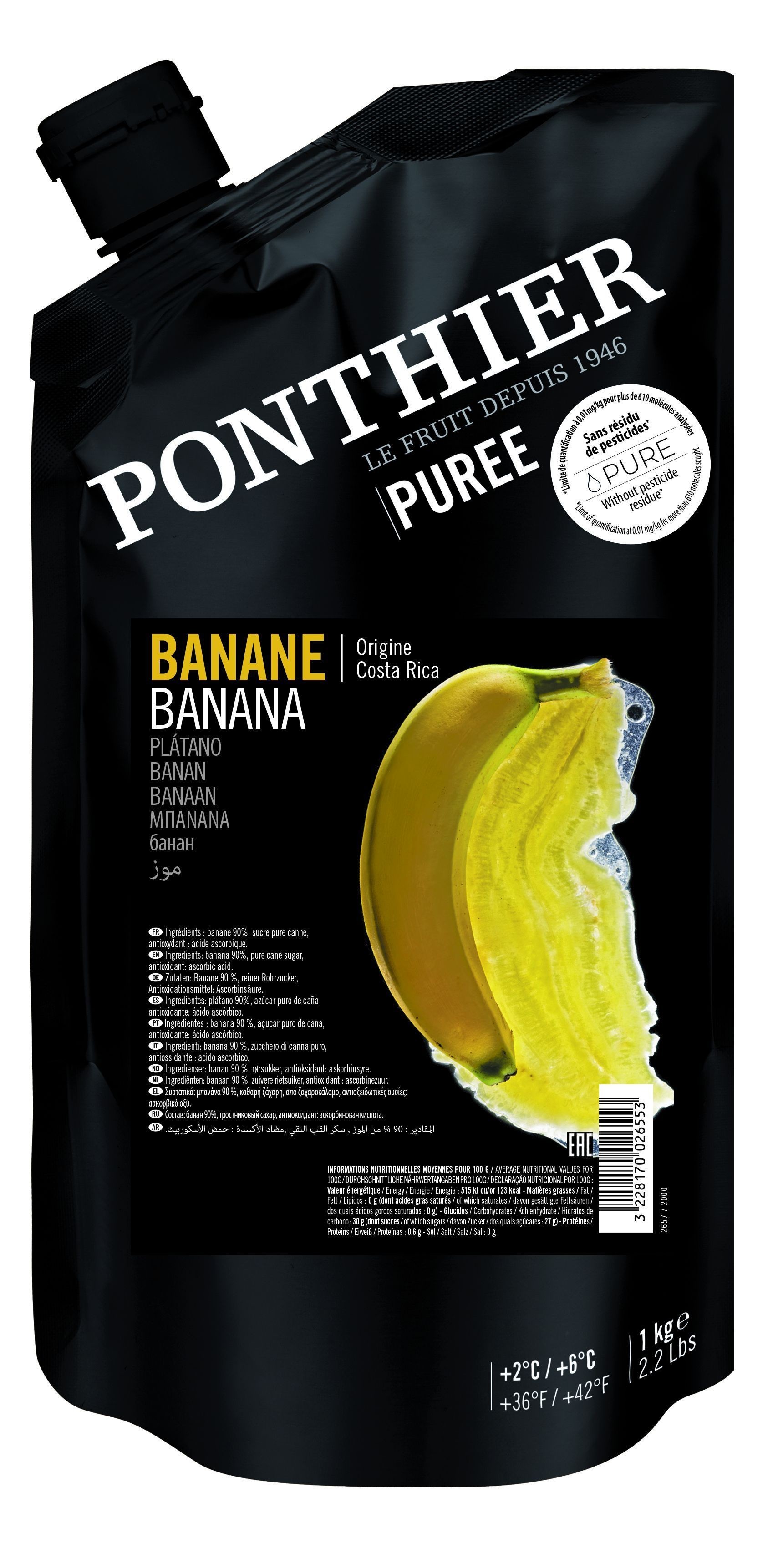 Ponthier Purées de Fruit Bananes 1kg