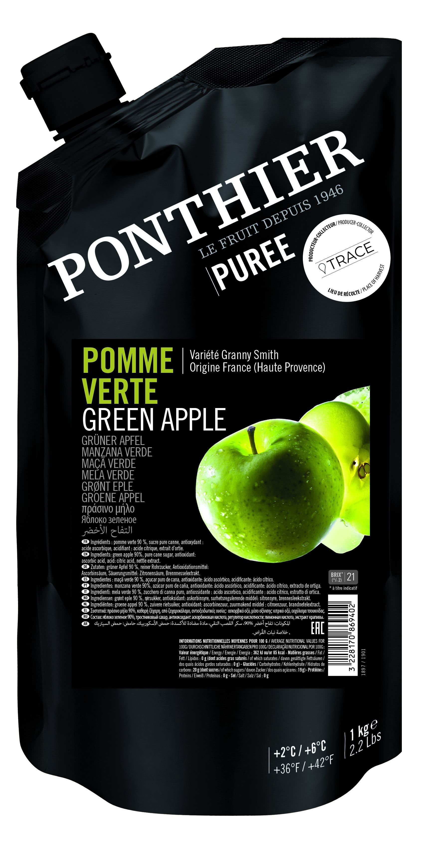 Ponthier Purées de Fruit Pomme Verte 1kg