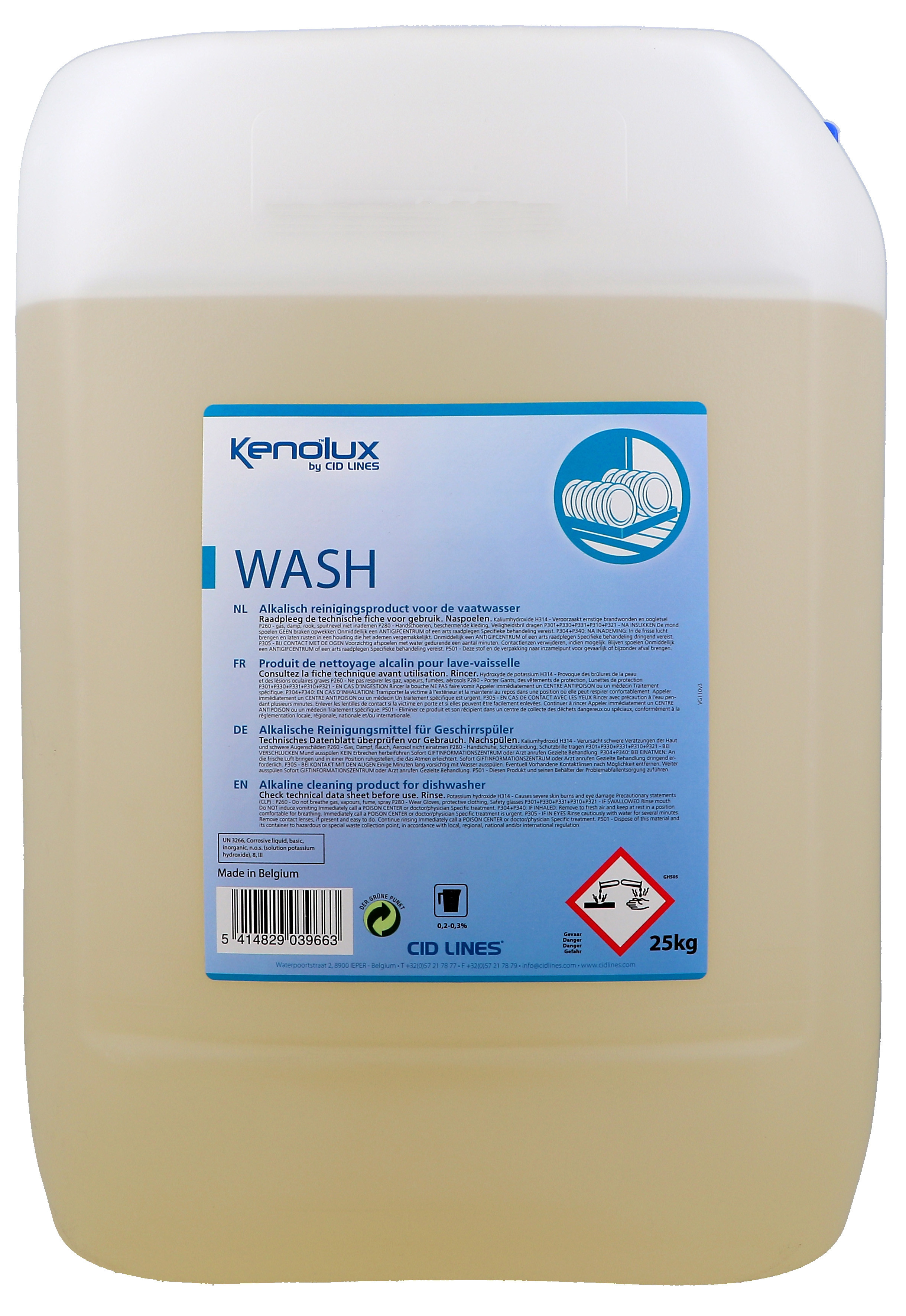 Kenolux Wash 25kg Produit de nettoyage pour lave-vaisselle Cid Lines (Vaatwasproducten)