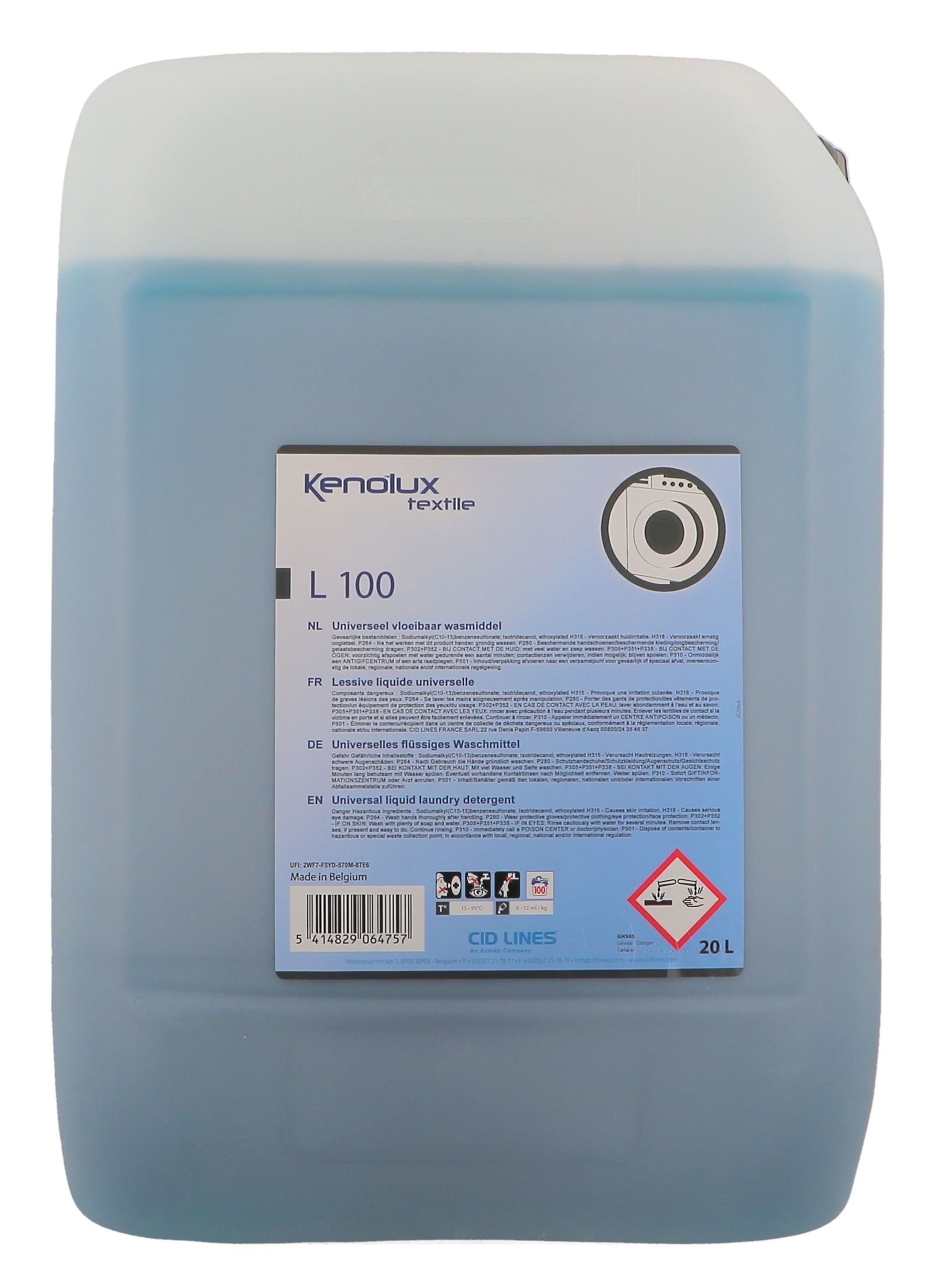 Kenolux Textile L100 Lessive Liquide Concentrée 20L 