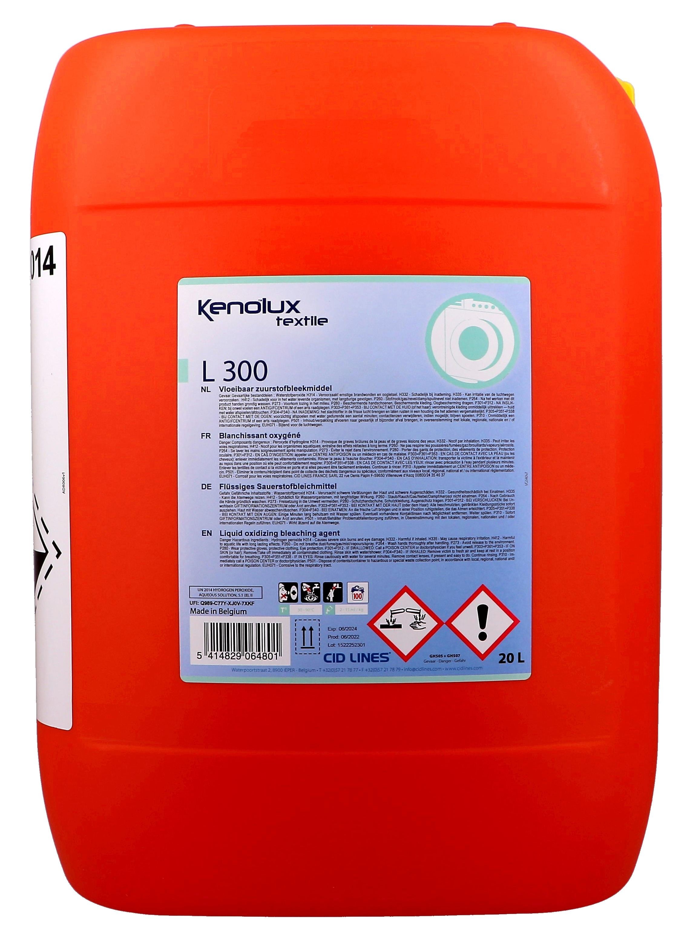 Kenolux Textile L200 Blanchissant Oxygéné Liquide  pour Lessive 25kg