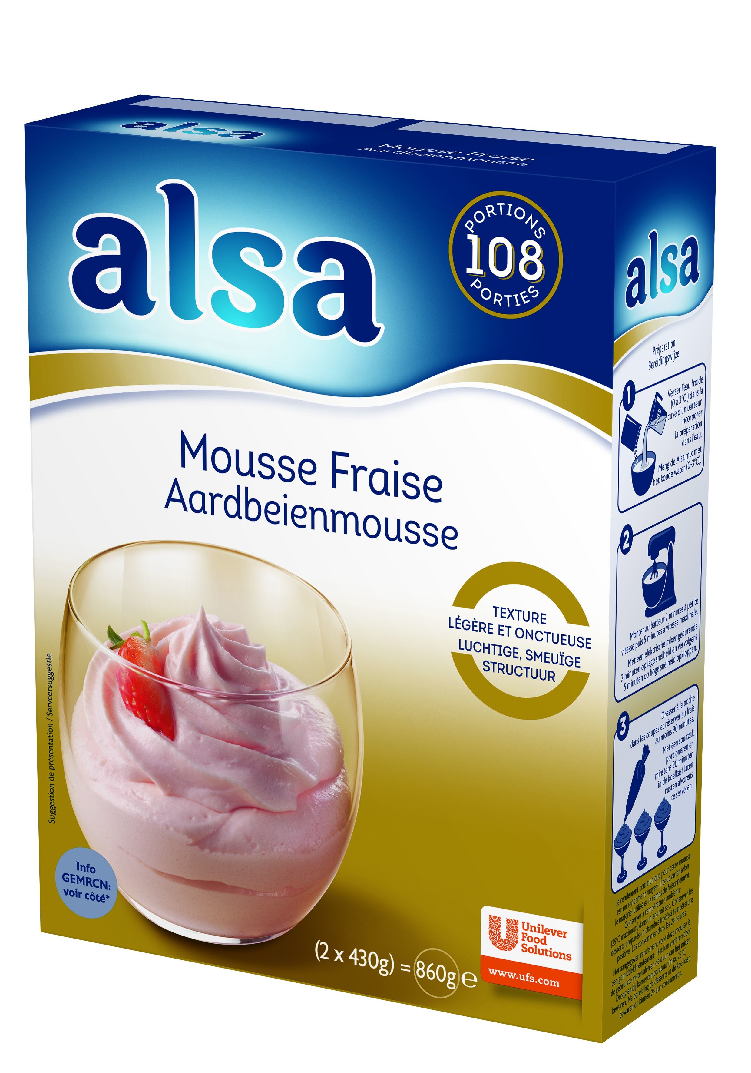 Alsa mousse fraise 860gr