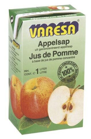 Appelsap varesa slim line 12x1l brick met schroefdop