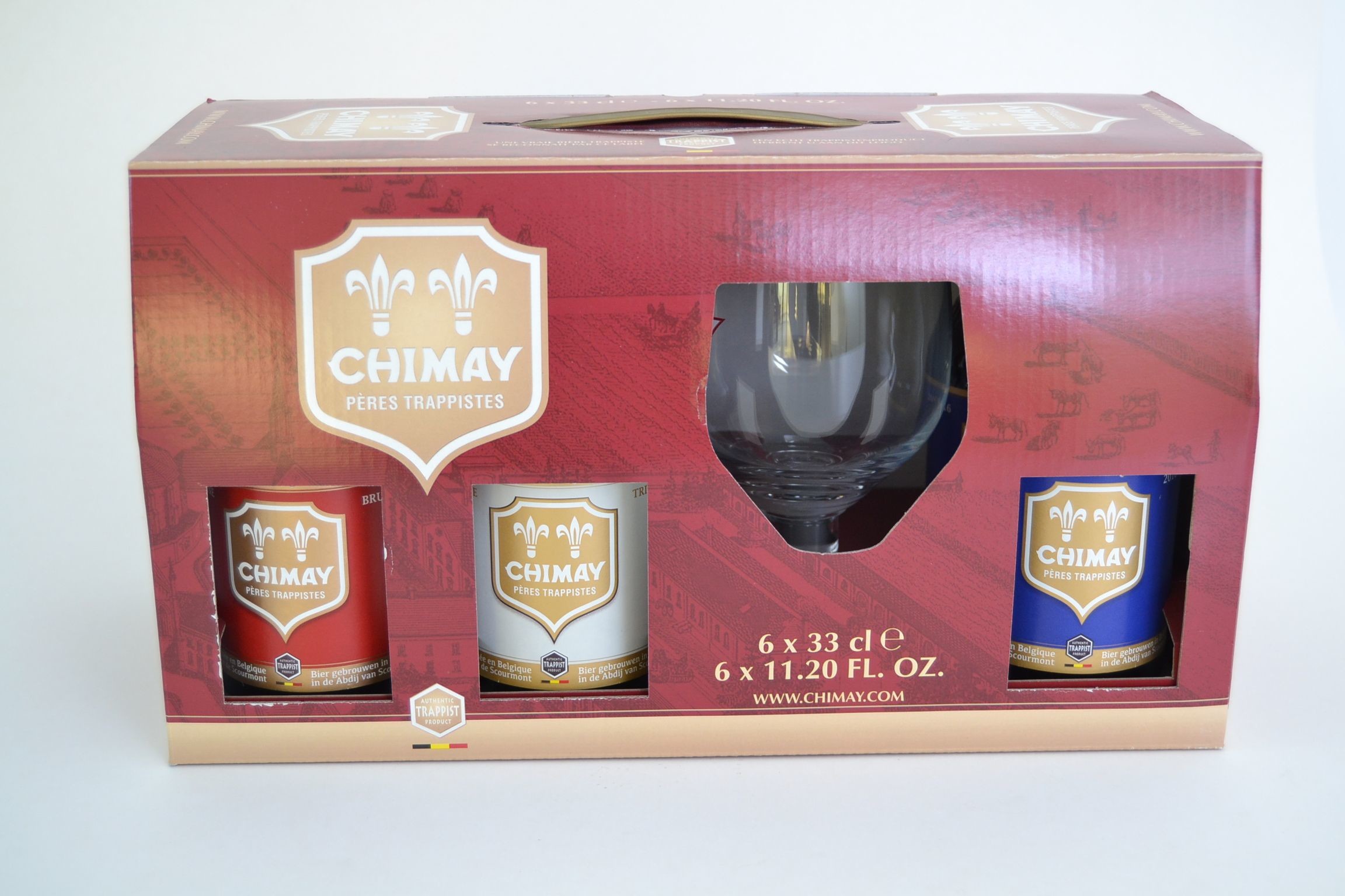 Trappiste Chimay 6x33 cl + 1 verre + Emballage Cadeau