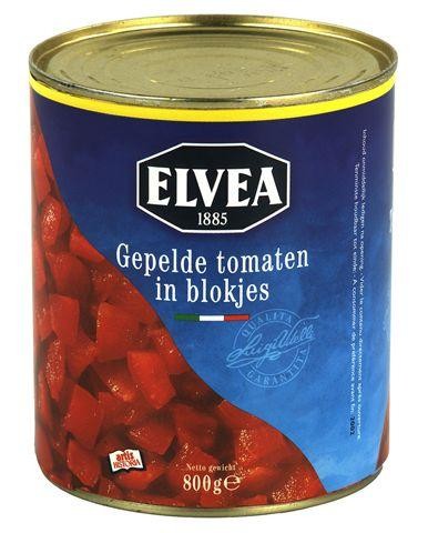 Elvea Cubes de Tomates Pelees 800gr en boite