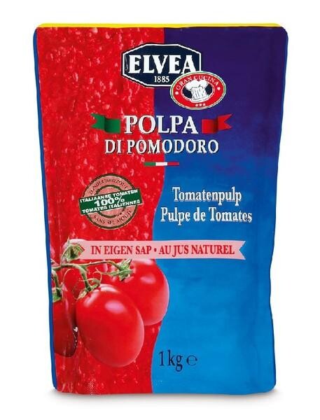 Elvea Pulpe de Tomates au jus naturel 1kg pouch