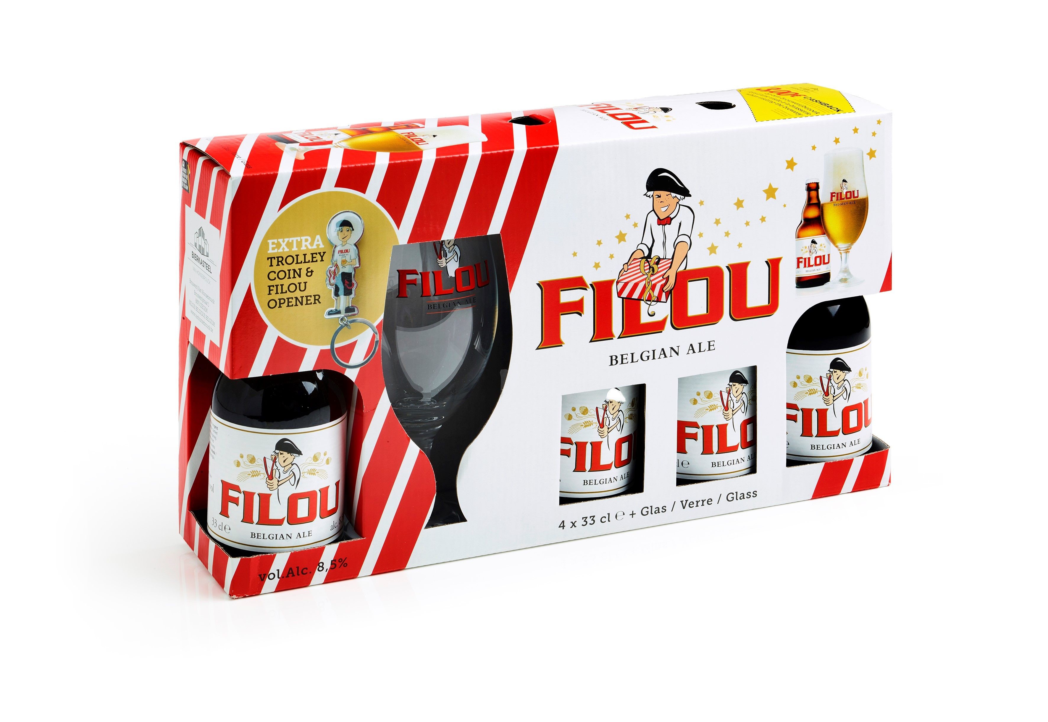 Bière Filou Blonde 4x33cl + Verre emballage cadeau