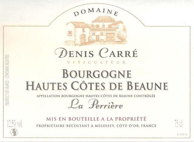 Bourgogne Hautes Cotes de Beaune rouge La Perrière 75cl 2008 Domaine Denis Carre