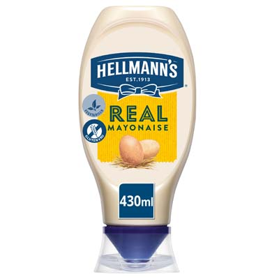 Hellmann's Real Mayonnaise 430ml Top Down bouteille pincable