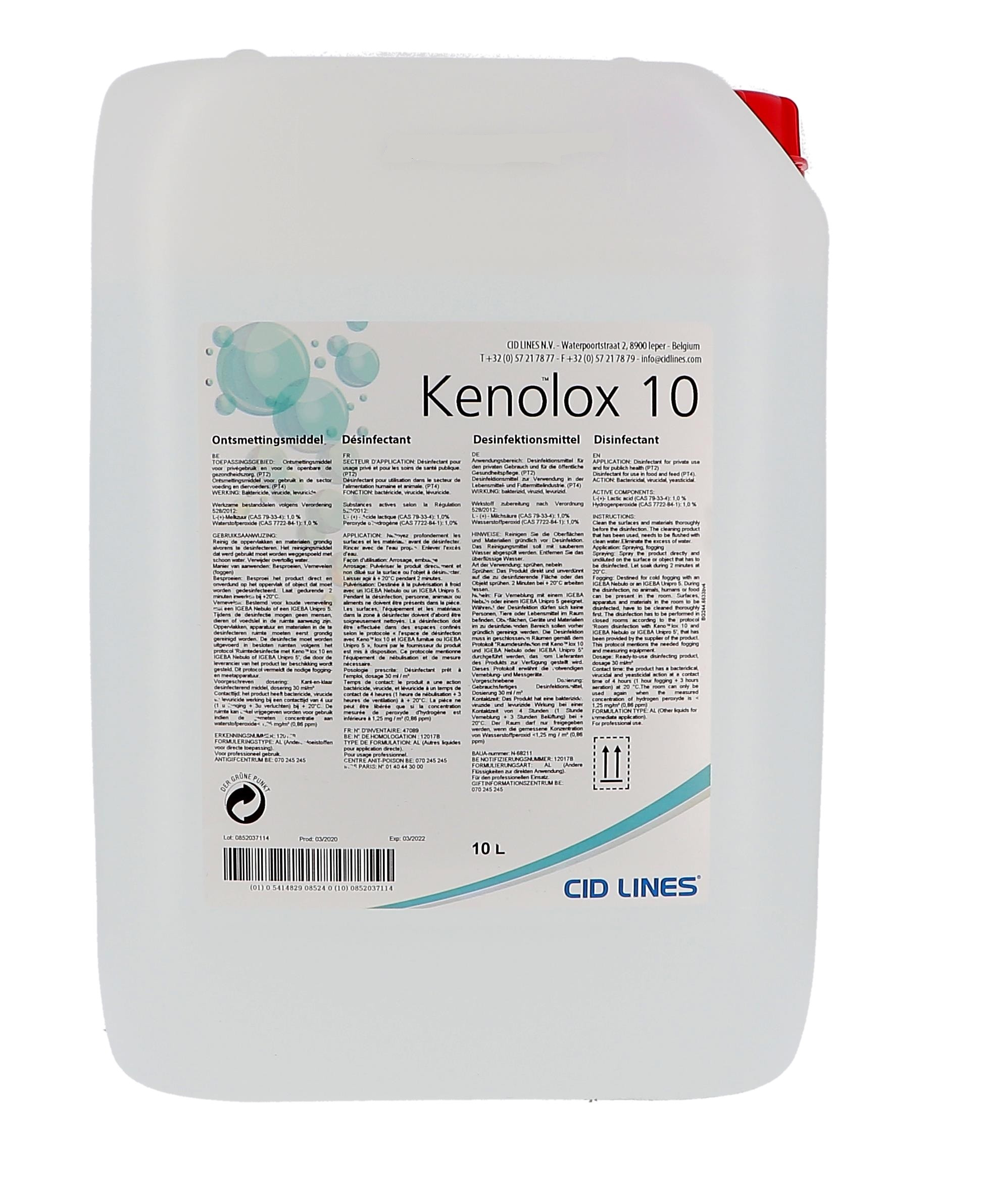 Kenolox 10 Desinfectant Surface 10L Cid Lines