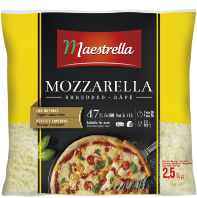 Fromage Mozzarella râpé 47% 2.5kg Maestrella