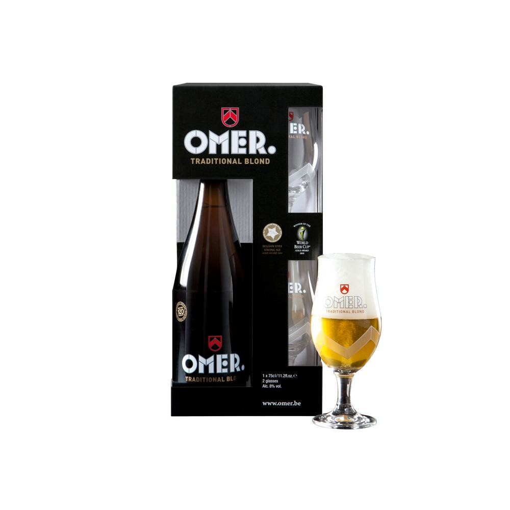 Omer Blond Bier 75cl + 2 glasses (giftpack)
