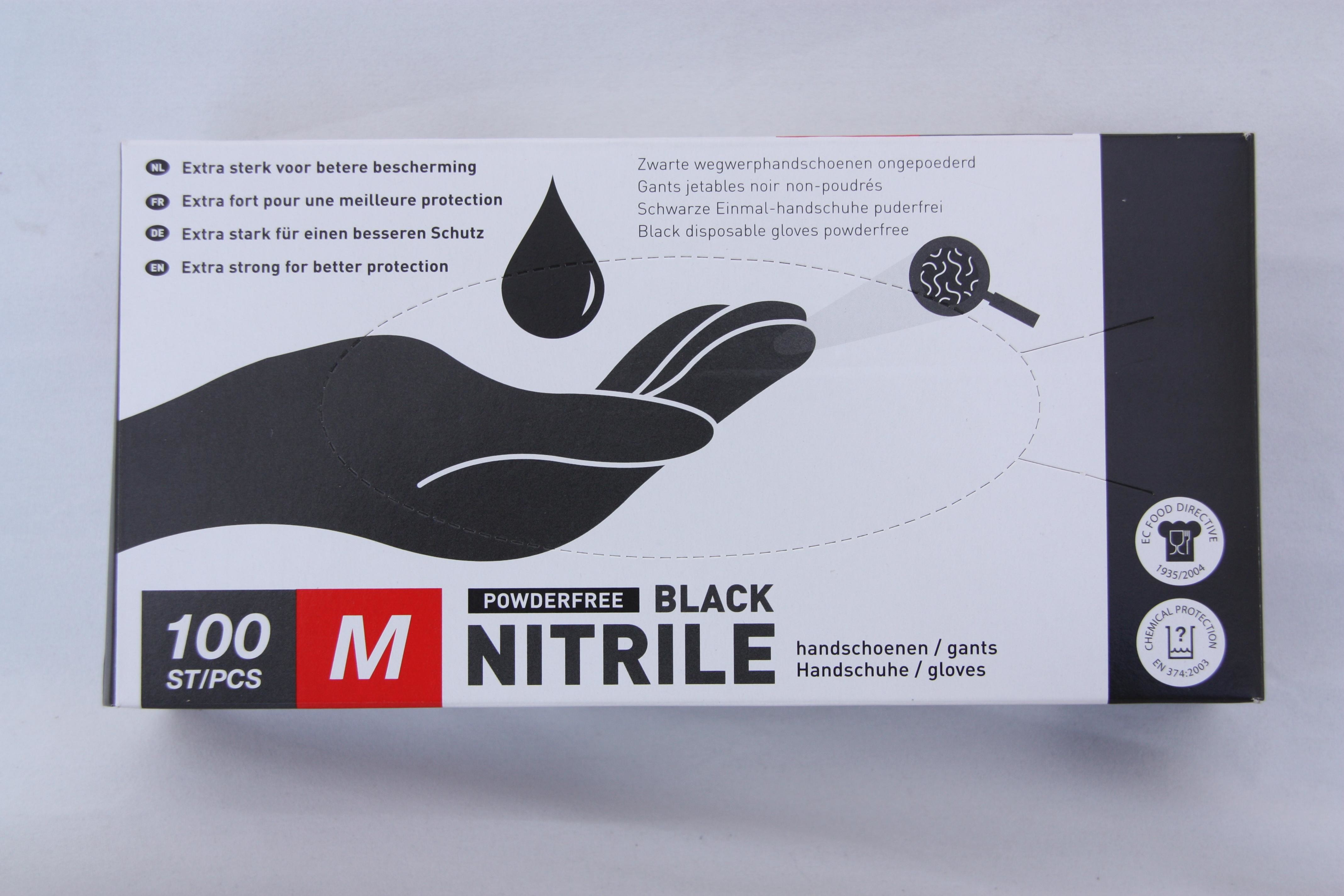 Gants Nitrile Noir Medium 100pc