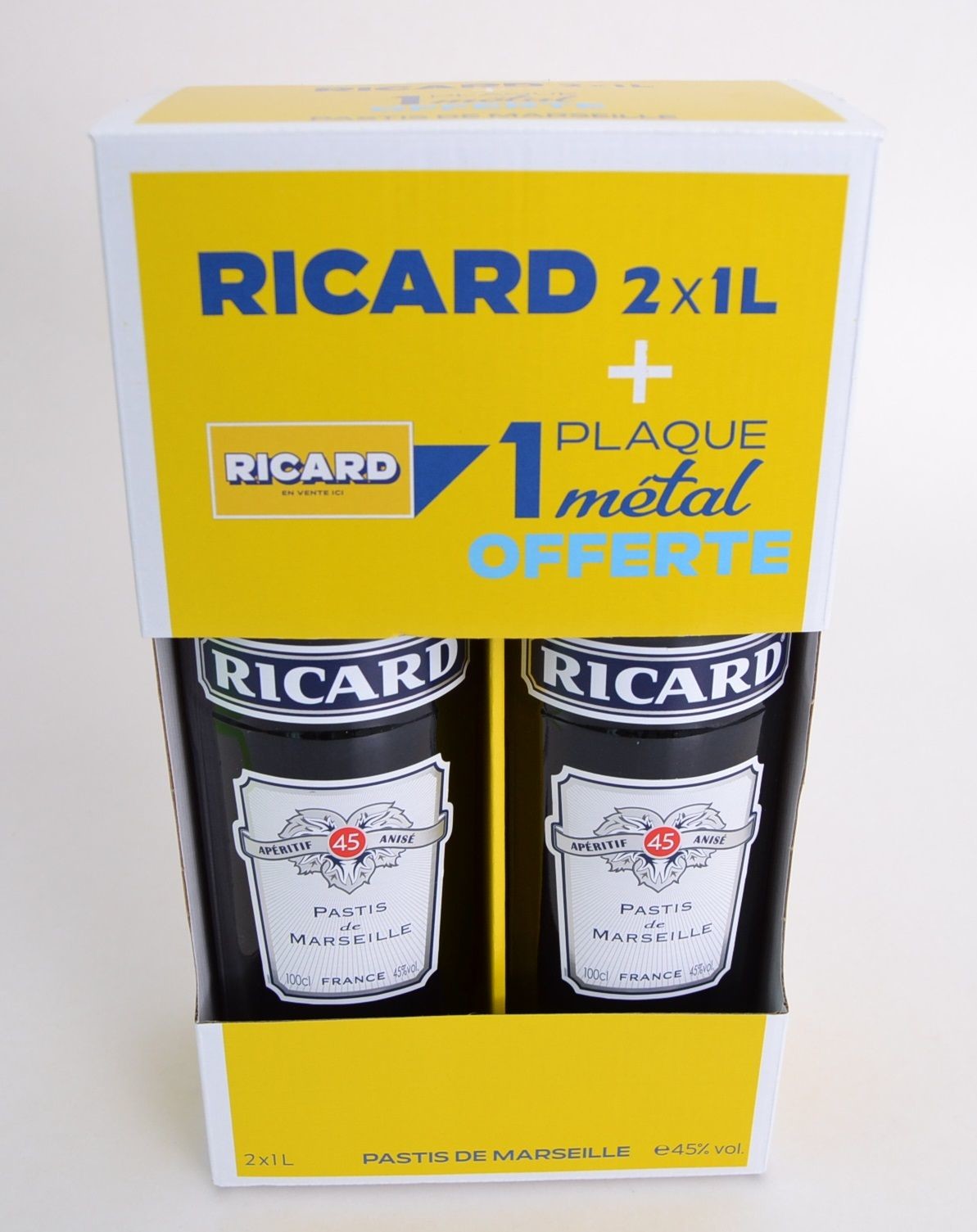 Ricard 2 x 1L + Plaque Metallique en Coffret Cadeaux - Nevejan