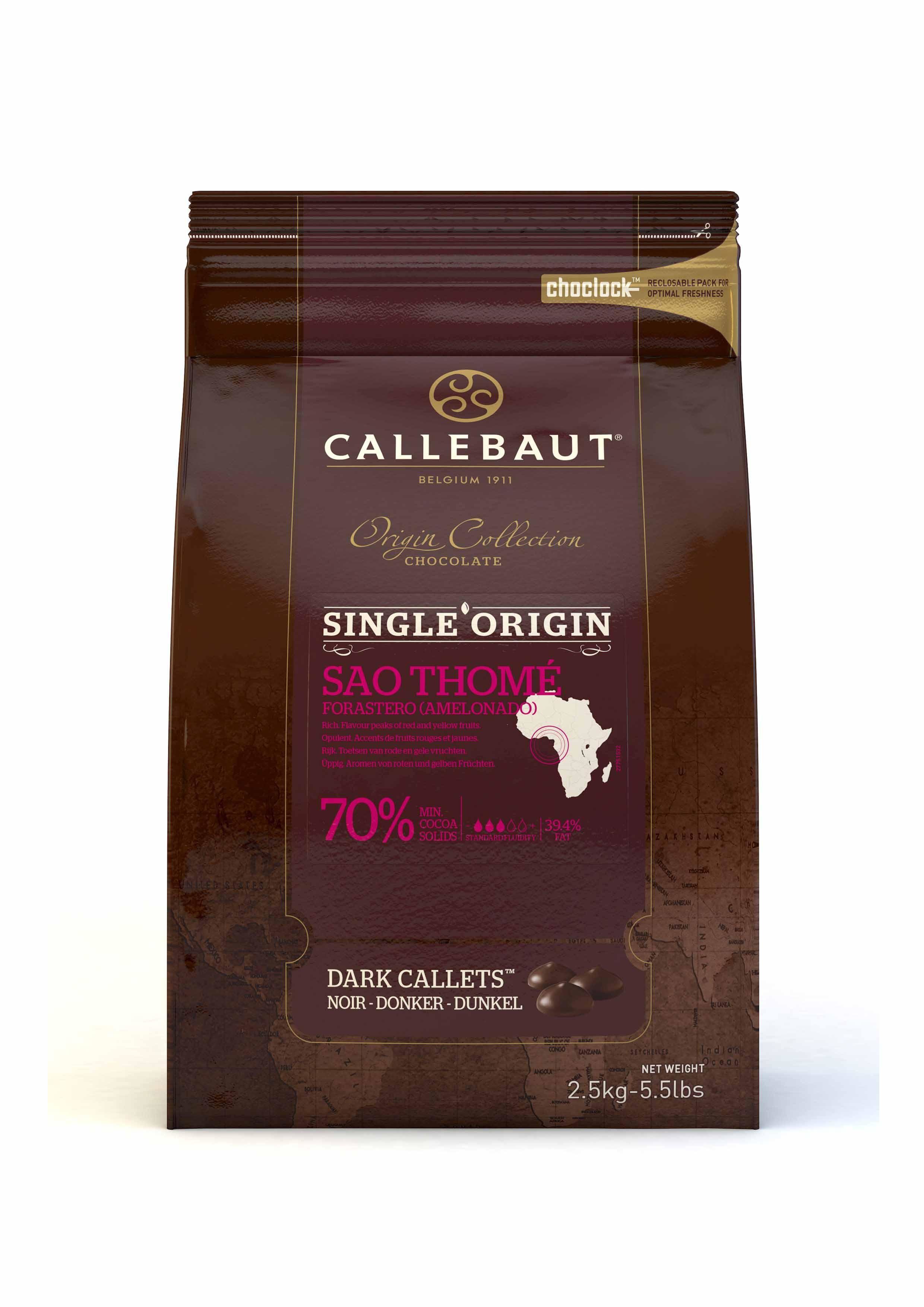 Barry Callebaut fondant au chocolat noir Sao Thomé Pastilles 2,5kg